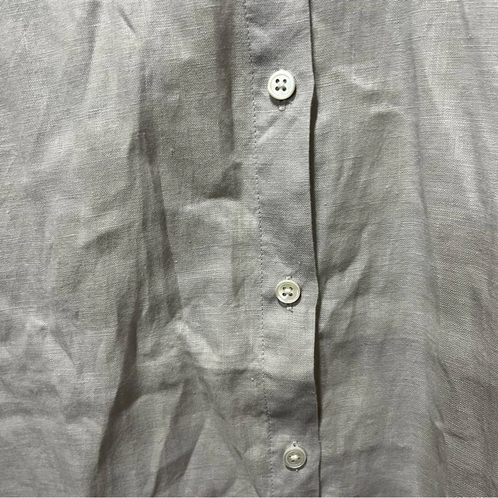 J. Jill Love Linen 100% Linen Light Gray Silver Button Down Shirt - Picture 5 of 10
